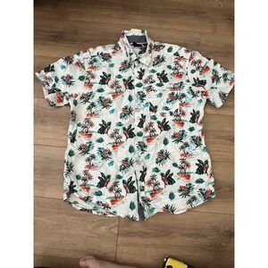Burnside Men's Hawaiian Style Short Sleeve Button Down Shirt Size Large‎